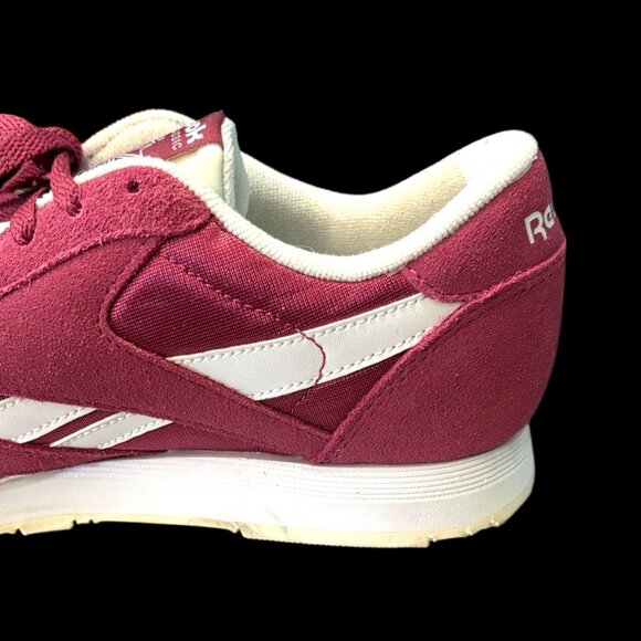 Reebok Classic Nylon Maroon and White (Dark Pink) Sneakers - Picture 13 of 15